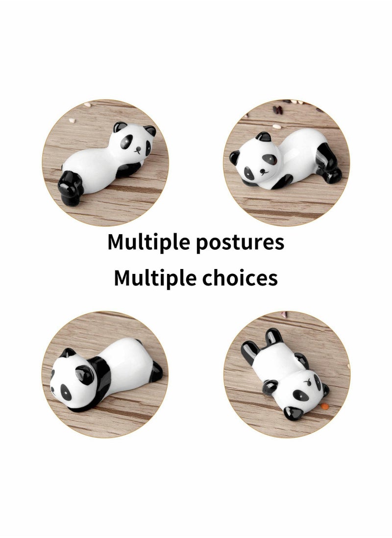 8 Pcs Panda Ceramic Ware Chopstick Rest Set,Ceramic Panda Pattern Chopsticks Rest Rack Spoon Fork Knife Holder Rack Practice Furnishing Articles