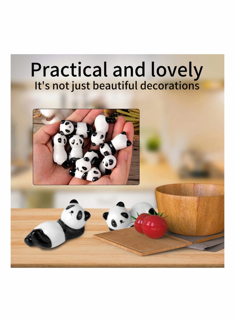 8 Pcs Panda Ceramic Ware Chopstick Rest Set,Ceramic Panda Pattern Chopsticks Rest Rack Spoon Fork Knife Holder Rack Practice Furnishing Articles