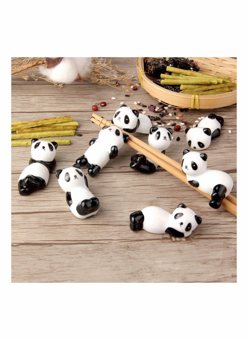 8 Pcs Panda Ceramic Ware Chopstick Rest Set,Ceramic Panda Pattern Chopsticks Rest Rack Spoon Fork Knife Holder Rack Practice Furnishing Articles