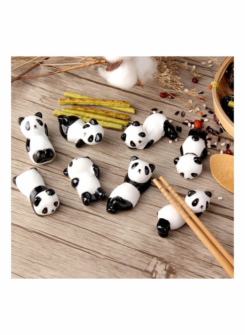 8 Pcs Panda Ceramic Ware Chopstick Rest Set,Ceramic Panda Pattern Chopsticks Rest Rack Spoon Fork Knife Holder Rack Practice Furnishing Articles