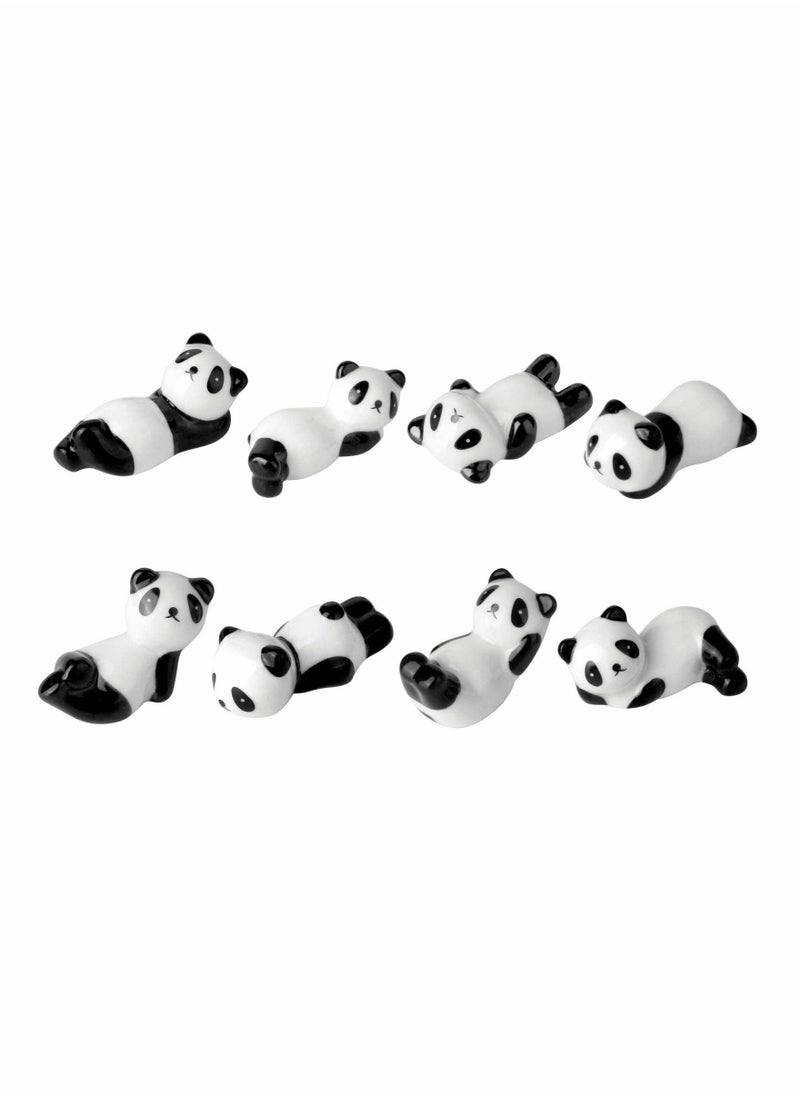 8 Pcs Panda Ceramic Ware Chopstick Rest Set,Ceramic Panda Pattern Chopsticks Rest Rack Spoon Fork Knife Holder Rack Practice Furnishing Articles