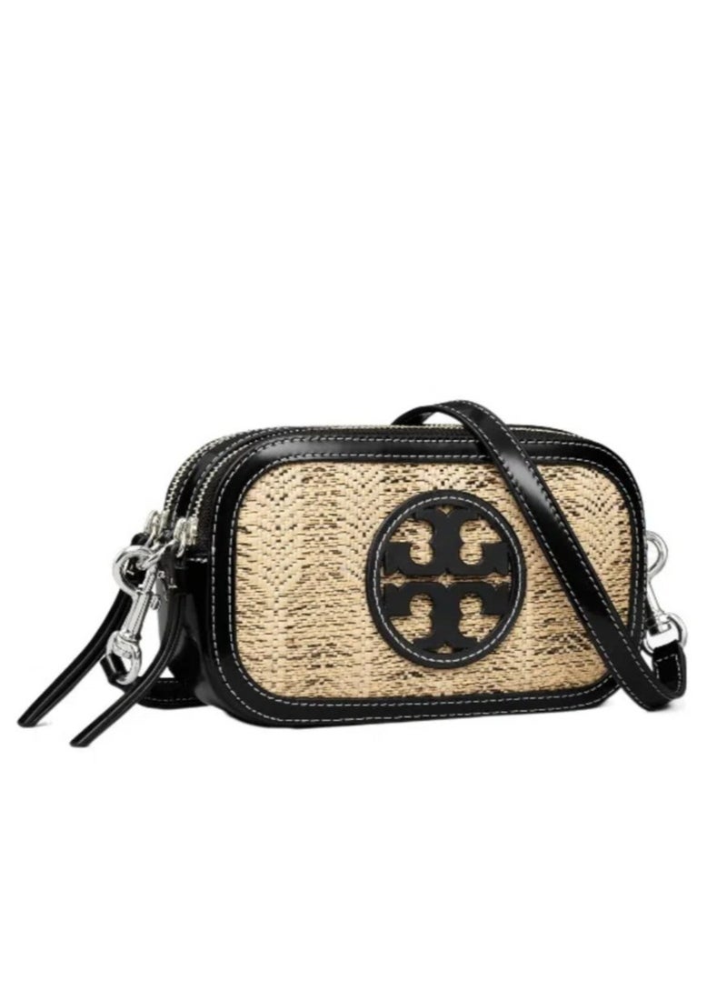 Tory Burch Miller Hardware Buckle Title Stitch Classic Print Leather Camera Bag Shoulder Bag Mini