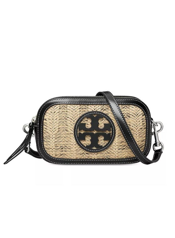 Tory Burch Miller Hardware Buckle Title Stitch Classic Print Leather Camera Bag Shoulder Bag Mini