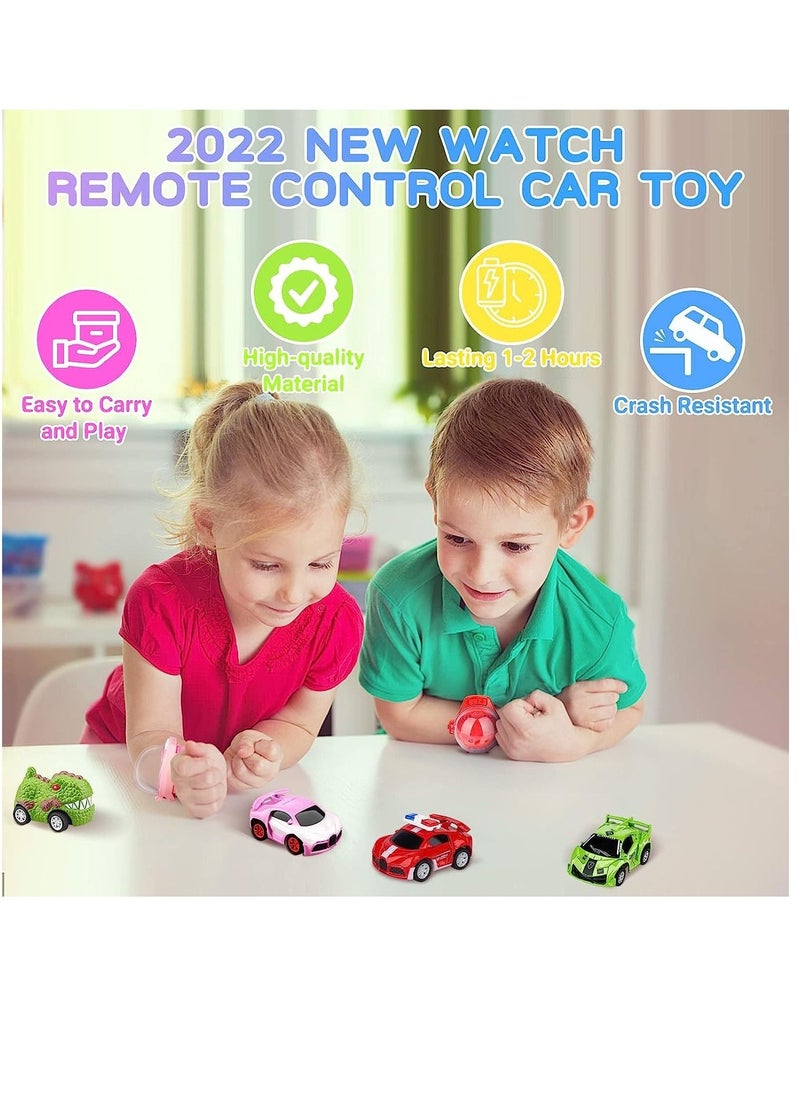 Watch Remote Control Car Toy, 2022 New Mini Remote Control Car Watch Toys, 2.4 GHz Cartoon RC Watch Racing Car, USB Charging Remote Control Car, Watch RC Car for Boys Girls Birthday Gift, Red