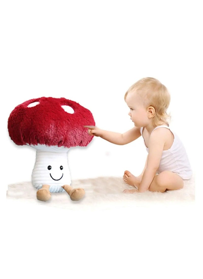 Cute Mushroom Plush Pillow,  Kawaii Smile Doll, Mushroom Plushie Stuffed Animals Pillow, Toys Doll Gifts for Kids, Red 7.9 inches