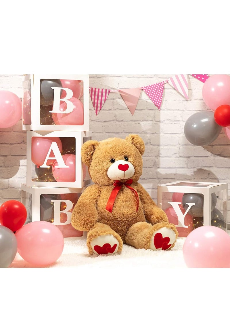 HollyHOME Big Teddy Bear Stuffed Animal Large Bear Plush with Red Heart for Girlfriend and Kids Valentine's Day 36 inch Tan