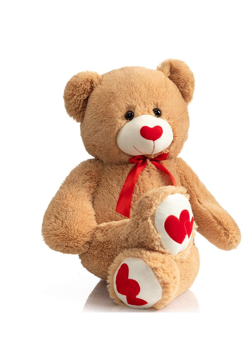 HollyHOME Big Teddy Bear Stuffed Animal Large Bear Plush with Red Heart for Girlfriend and Kids Valentine's Day 36 inch Tan