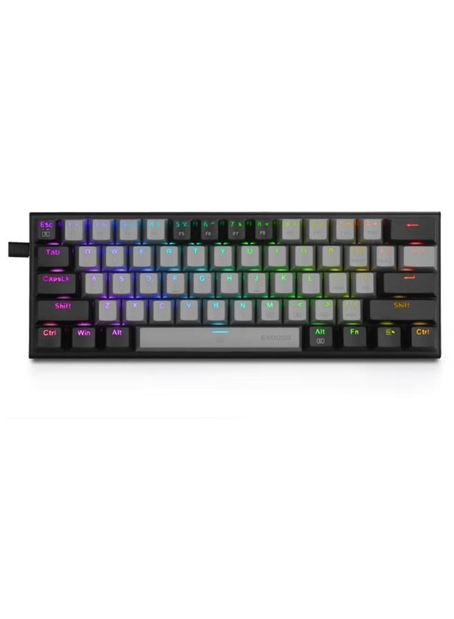 Z-11 60% Wired Mechanical Keyboard, Gaming Keyboard Backlit Mini Keyboard,Small Compact 61 Keys Wired Keyboard For Desktop Laptop (Black Gray Red Switch)