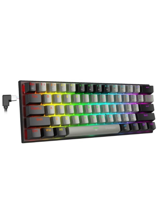 Z-11 60% Wired Mechanical Keyboard, Gaming Keyboard Backlit Mini Keyboard,Small Compact 61 Keys Wired Keyboard For Desktop Laptop (Black Gray Red Switch)
