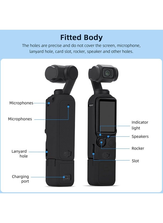 DJI Pocket 3 Accessory Kit, Silicone Protective Case Cover, Tempered Glass Screen Protector, Lens Protector