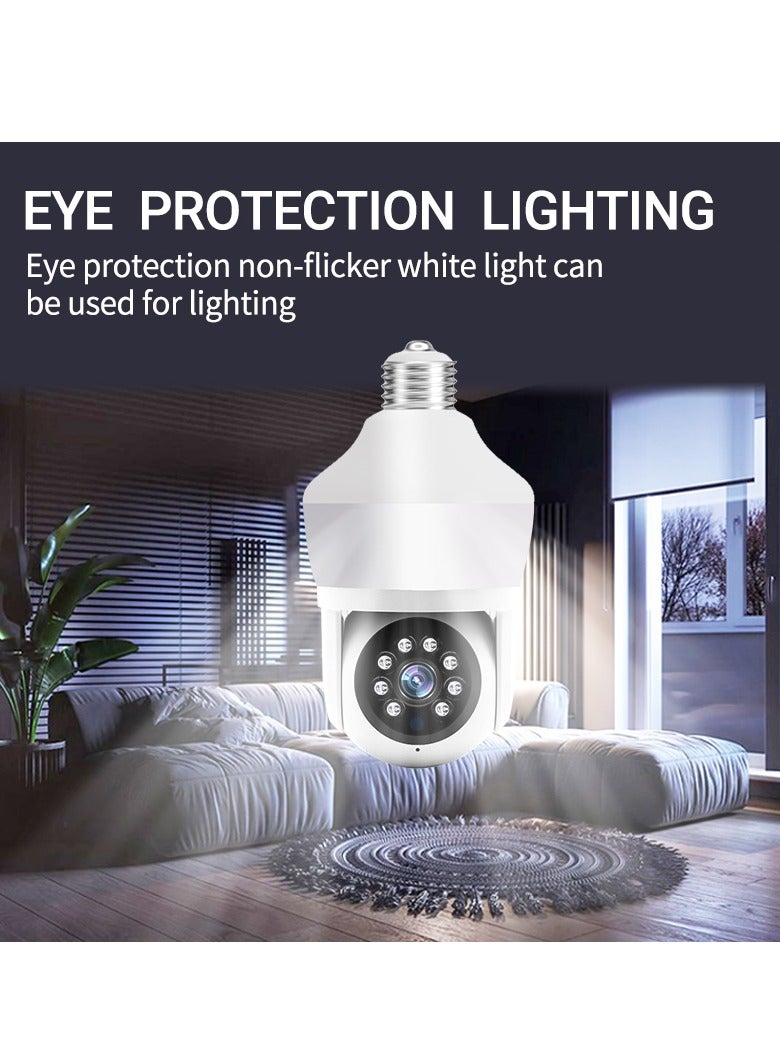 Indoor Small CCTV Camera Security Camera Wifi Camera E27 Light Bulb Camera HD Motion Detection Wifi Security Camera 360° Rotational Pan Tilt Zoom Smart Camera With Night Vision And Two-Way Audio 3 Million Pixel Eye Protection Lighting Dual Screen Humanoid Tracking