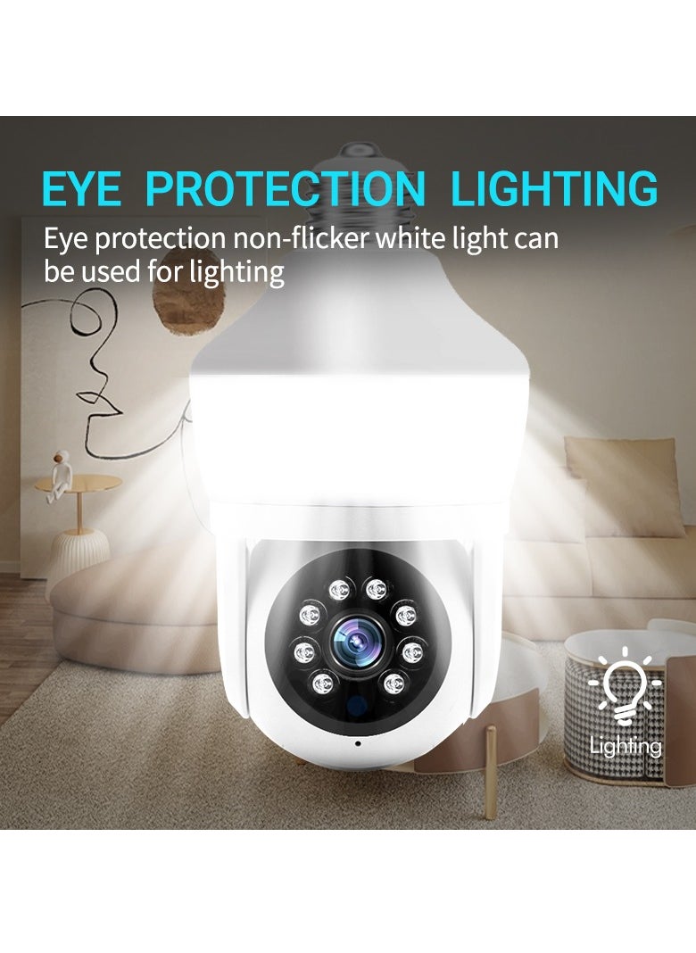 Indoor Small CCTV Camera Security Camera Wifi Camera E27 Light Bulb Camera HD Motion Detection Wifi Security Camera 360° Rotational Pan Tilt Zoom Smart Camera With Night Vision And Two-Way Audio 3 Million Pixel Eye Protection Lighting Dual Screen Humanoid Tracking