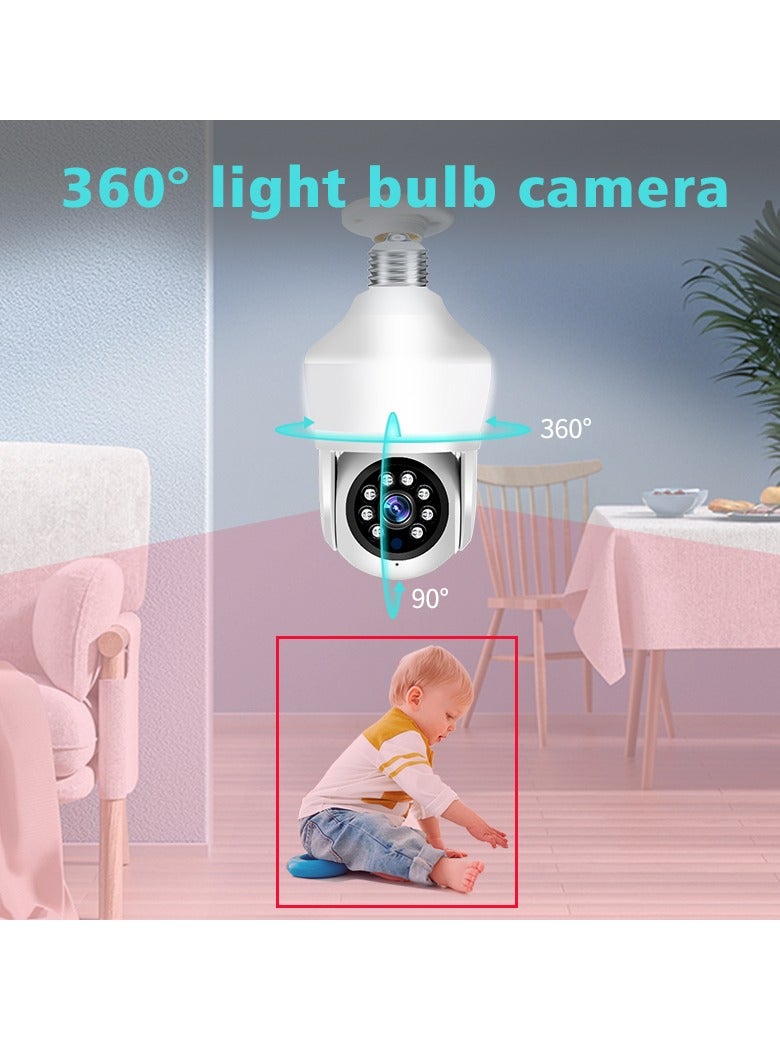 Indoor Small CCTV Camera Security Camera Wifi Camera E27 Light Bulb Camera HD Motion Detection Wifi Security Camera 360° Rotational Pan Tilt Zoom Smart Camera With Night Vision And Two-Way Audio 3 Million Pixel Eye Protection Lighting Dual Screen Humanoid Tracking