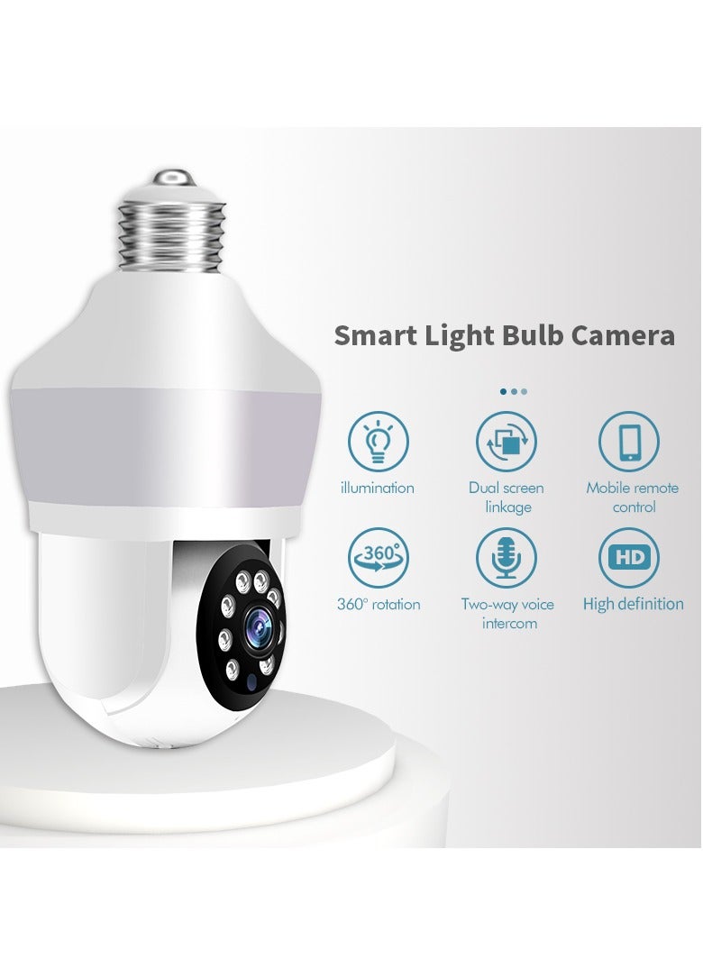 Indoor Small CCTV Camera Security Camera Wifi Camera E27 Light Bulb Camera HD Motion Detection Wifi Security Camera 360° Rotational Pan Tilt Zoom Smart Camera With Night Vision And Two-Way Audio 3 Million Pixel Eye Protection Lighting Dual Screen Humanoid Tracking