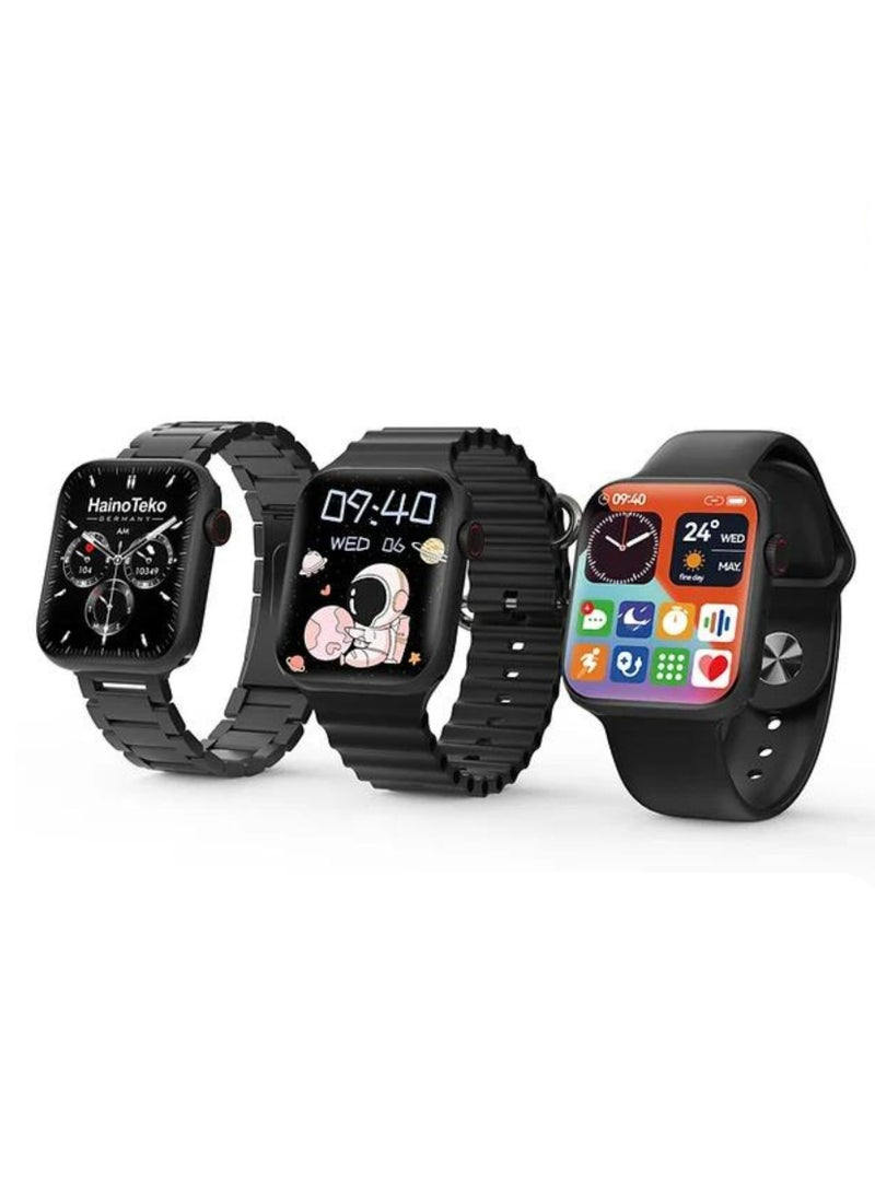 SQ-11 Mini Smart Watch with Real Waterproof Along 3 Straps Real Amoled Screen_Black