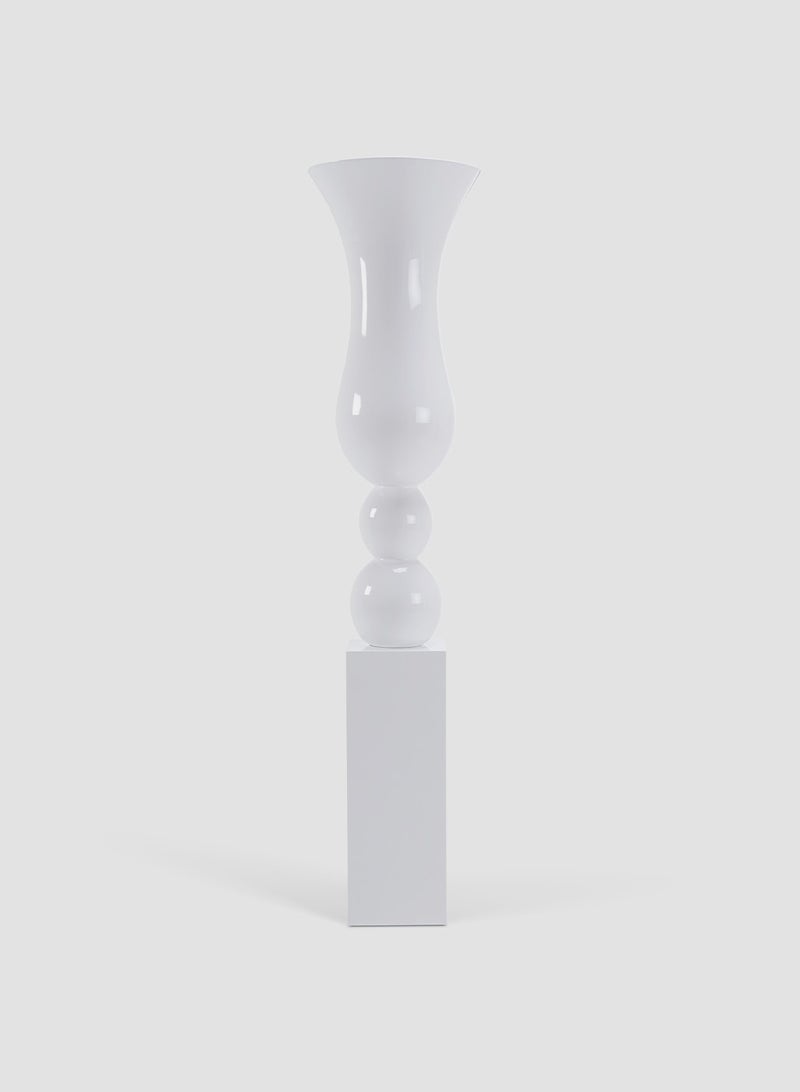 Uzma Trumpet Shape Vase In White Polyresin