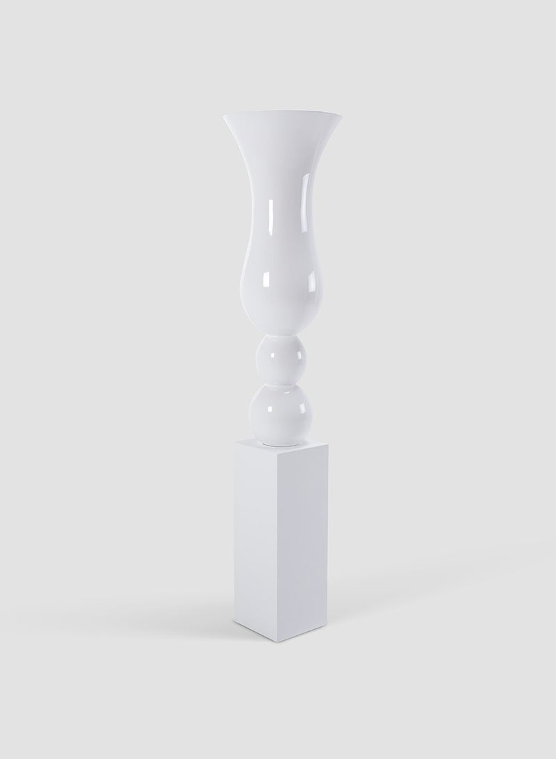 Uzma Trumpet Shape Vase In White Polyresin