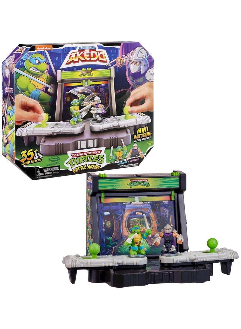 Teenage Mutant Ninja Turtles Battle Arena with 35+ Battle Sound Effects and 2 Exclusive Battling Mini Warriors - Leonardo and Shredder