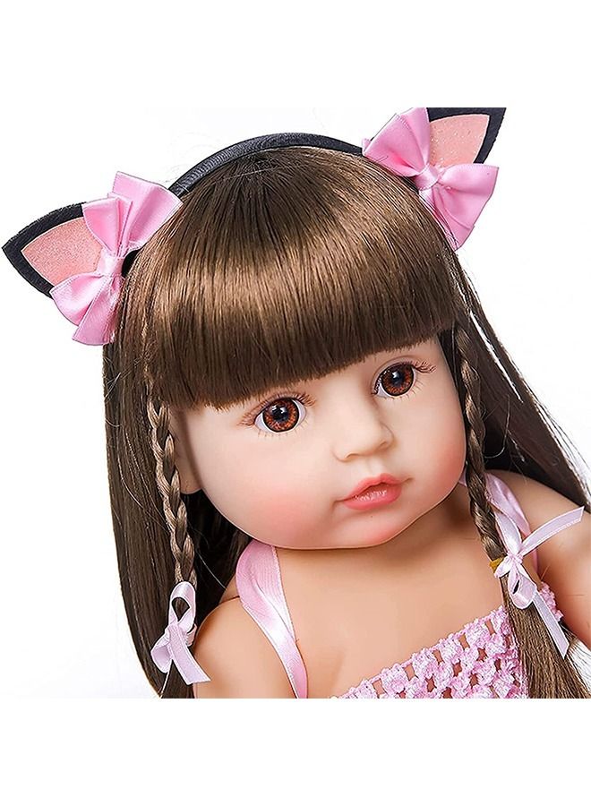 Reborn Baby Doll 22 inch Realistic Newborn Baby Dolls - Lifelike Weighted with Soft Silicone Doll Girls with Plush Toy & Doll Clothes for Age 3+ (C)