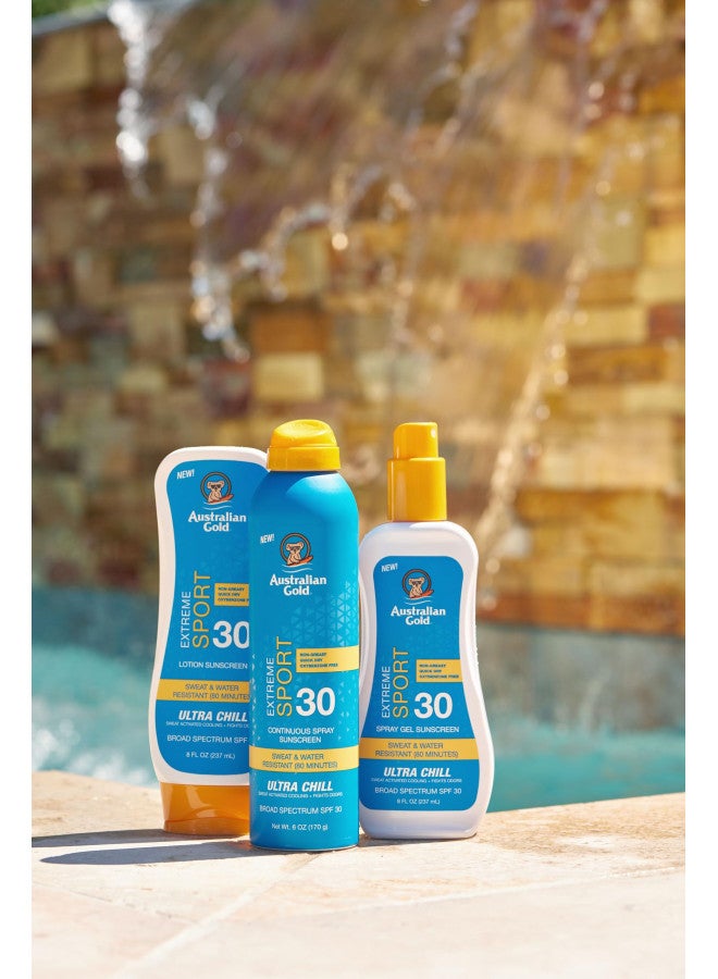 Australian Gold Extreme Sport Sunscreen Lotion SPF 30, 8 Ounce | Broad Spectrum | Sweat & Water Resistant | Non-Greasy | Oxybenzone Free | Cruelty Free