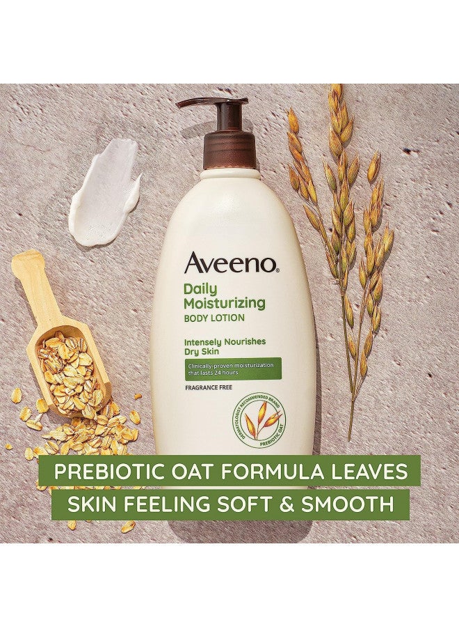 Aveeno Daily Moisturizer, Body Lotion, For Dry Skin, Prebiotic Oat Fragrance Free, 18 fl. oz, Pack of 1