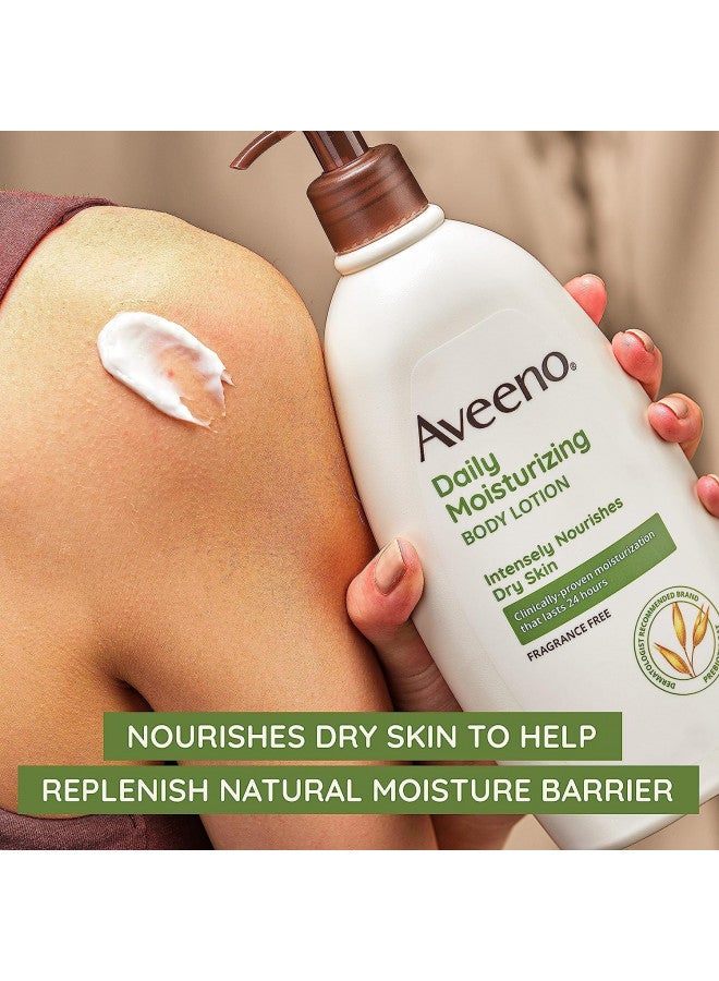 Aveeno Daily Moisturizer, Body Lotion, For Dry Skin, Prebiotic Oat Fragrance Free, 18 fl. oz, Pack of 1