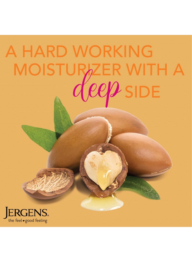 Jergens Deep Restoring Argan Oil Moisturizer, Soothing Body and Hand Lotion, 16.8 oz, with Reviving Argan Oil and Vitamin E, Oil-Infused, Dermatologist Tested