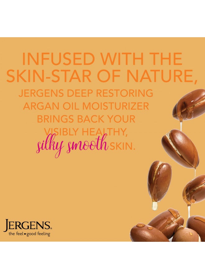 Jergens Deep Restoring Argan Oil Moisturizer, Soothing Body and Hand Lotion, 16.8 oz, with Reviving Argan Oil and Vitamin E, Oil-Infused, Dermatologist Tested