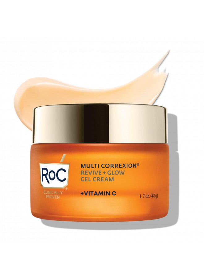 RoC Multi Correxion Revive + Glow 10% Vitamin C Blend Face Moisturizer, Anti-Aging Gel Cream for Instant Glow, Hypo-Allegenic & Oil-Free Skin Care,1.7 Ounce