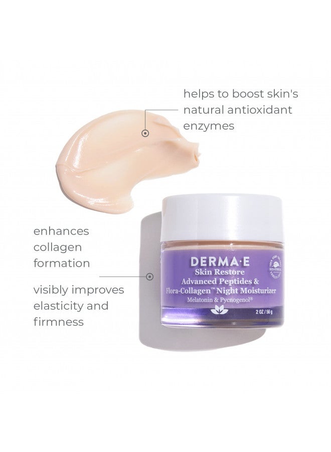 Derma E Advanced Peptides and Flora-Collagen Night Moisturizer Hydrating Topical Facial Cream Improves Elasticity and Reduces Appearance of Lines and Wrinkles, 2 Oz