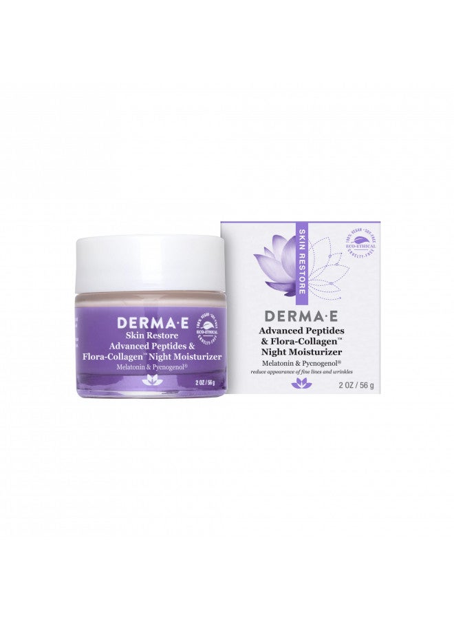 Derma E Advanced Peptides and Flora-Collagen Night Moisturizer Hydrating Topical Facial Cream Improves Elasticity and Reduces Appearance of Lines and Wrinkles, 2 Oz