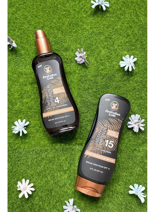 Australian Gold Spray Gel Sunscreen with Instant Bronzer SPF 4, 8 Ounce | Moisturize & Hydrate Skin | Broad Spectrum | Water Resistant | Non-Greasy | Oxybenzone Free | Cruelty Free