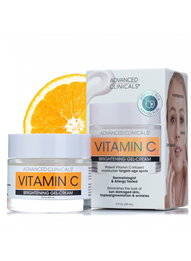 Advanced Clinicals Vitamin C Face Cream Moisturizer Skin Care Facial Lotion, Potent Vitamin C Gel Cream For Face Targets Dry Skin, Age Spots, Wrinkles, Hyperpigmentation, & Sun Damaged Skin, 2 Fl Oz