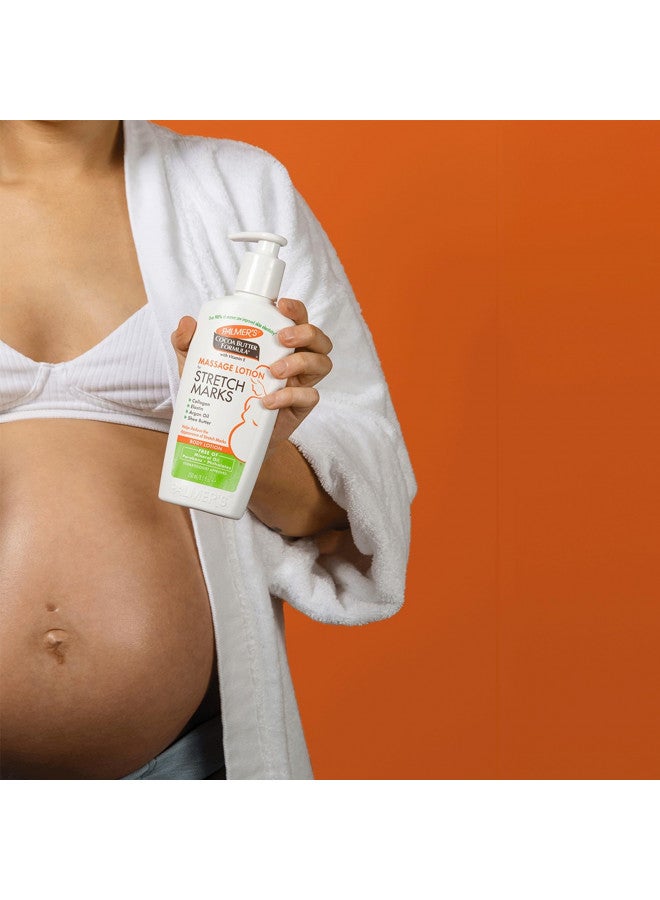 Palmer's Cocoa Butter Formula Massage Lotion for Stretch Marks, Pregnancy Skin Care, Belly Cream with Collagen, Elastin, Argan Oil and Shea Butter, 8.5 Ounces