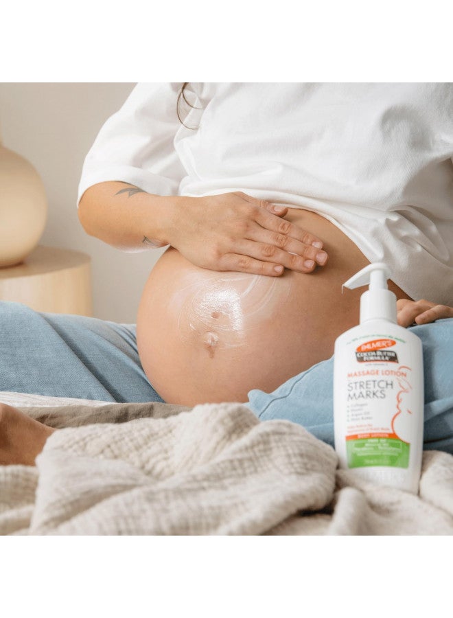 Palmer's Cocoa Butter Formula Massage Lotion for Stretch Marks, Pregnancy Skin Care, Belly Cream with Collagen, Elastin, Argan Oil and Shea Butter, 8.5 Ounces