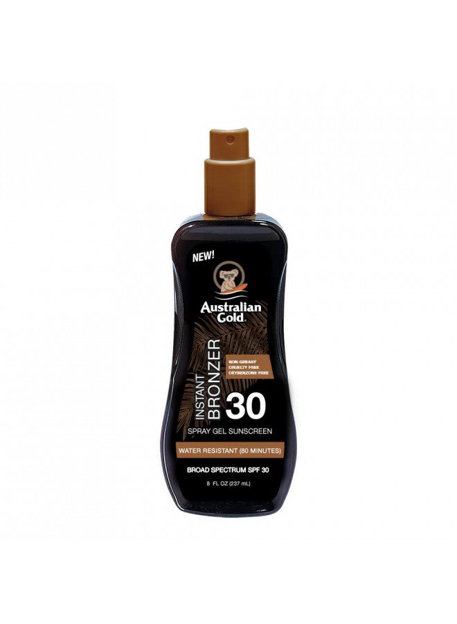 Australian Gold Spray Gel Sunscreen with Instant Bronzer, Moisturize & Hydrate Skin, Broad Spectrum, Water Resistant, SPF 30, 8 Ounce