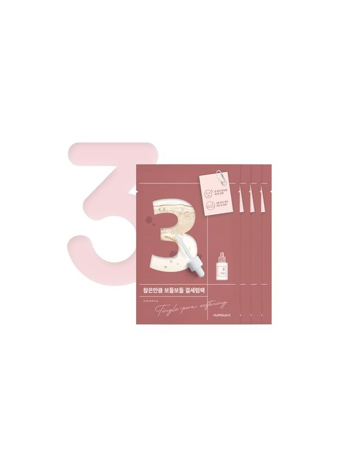 numbuzin No.3 Tingle-Pore Softening Sheet Mask | Pore Tightening Care, Bumpy Skin, Face Mask Pack, At-Home Facial Spa Treatment | Korean Skin Care for Face, 4ea/box