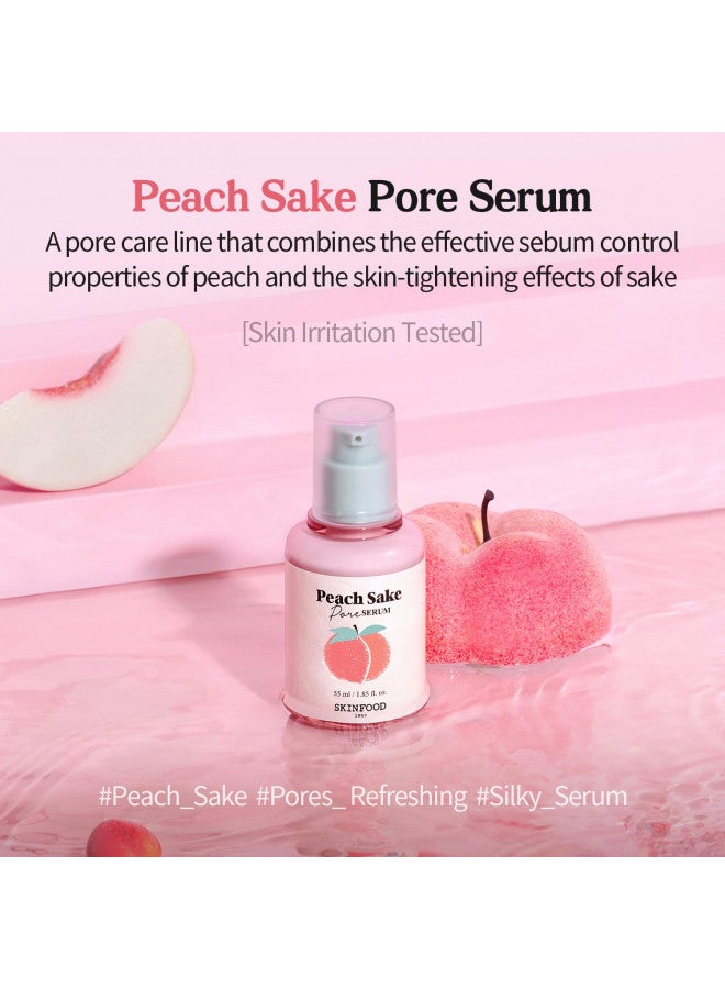 SKINFOOD Peach Sake Pore Serum - Pore Minimizer & Sebum Control - Skin Smoothing Facial Serum for Oily Skin - Pore Refining Serum & Pore Tightening - Acne Reducer & Minimizing Serum - 45ml (1.52 oz)