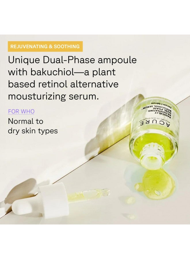 Acure Radically Rejuvenating Dual Phase Bakuchiol Serum, 100% Vegan, Provides Anti-Aging Support, Eggplant & Tumeric, Soothes, Hydrates & Antioxidant Rich, 0.67 Fl Oz