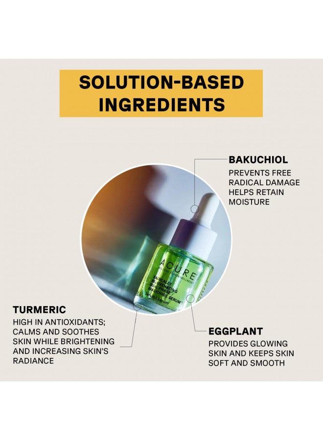 Acure Radically Rejuvenating Dual Phase Bakuchiol Serum, 100% Vegan, Provides Anti-Aging Support, Eggplant & Tumeric, Soothes, Hydrates & Antioxidant Rich, 0.67 Fl Oz