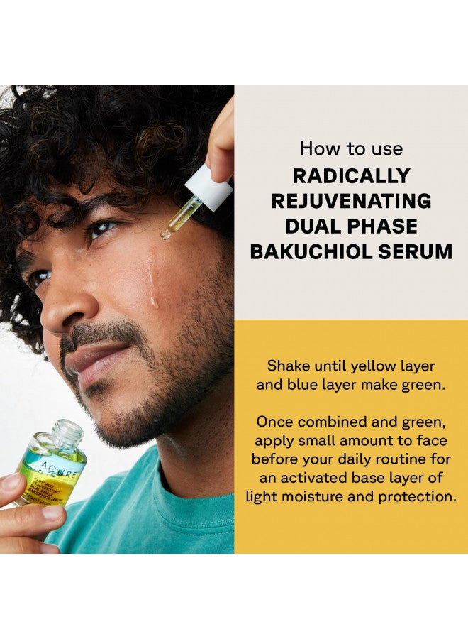 Acure Radically Rejuvenating Dual Phase Bakuchiol Serum, 100% Vegan, Provides Anti-Aging Support, Eggplant & Tumeric, Soothes, Hydrates & Antioxidant Rich, 0.67 Fl Oz