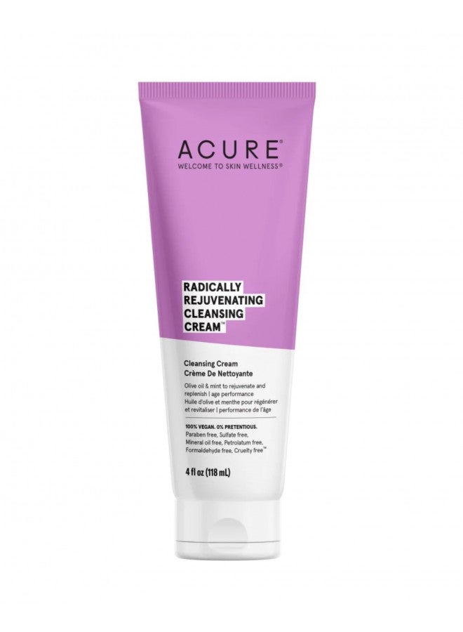 ACURE Radically Rejuvenating Cleansing Cream - 100% Vegan - Provides Anti-Aging Support - Olive Oil & Mint - Rejuvenates, Refreshes, Soothes & Cleanses, 4 Fl Oz