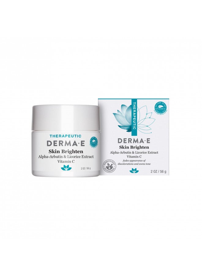 DERMA-E Skin Brightening Cream Lightening Cream for Dark Skin Spots Natural Face and Body Brightener for Age Spots, Hyperpigmentation and Uneven Skin Tone, 2 oz