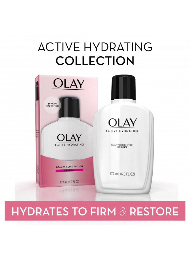 Face Moisturizer by Olay, Active Hydrating Beauty Fluid Lotion, Original Facial Moisturizer, 4 Oz. (Pack of 2) Packaging may Vary