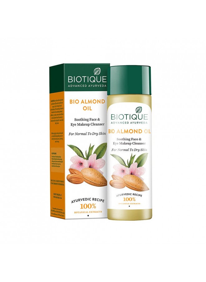 Biotique Bio Almond Oil Soothing Face and Eye Make Up Cleanser, 120 ml/4.05Oz.