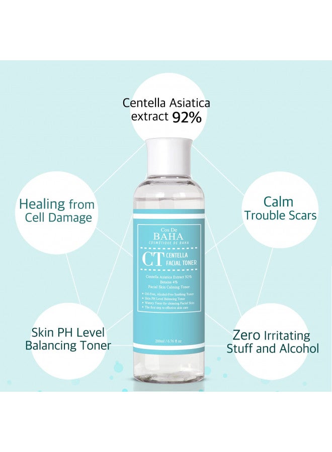 Centella Asiatica Soothing Calming Toner for Face/Neck - CICA Facial Lightweight Hydrate Boost Smooth, Daily Face Moisturizer, Silicone-Free, Fragrance-Free, 6.76 Fl Oz