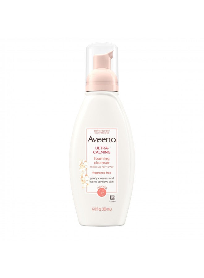 Aveeno Ultra-Calming Foaming Cleanser & Makeup Remover Facial Cleanser with Calming Feverfew, Face Wash for Dry & Sensitive Skin, Hypoallergenic, Fragrance-Free & Non-Comedogenic, Unscented, 6 Fl Oz