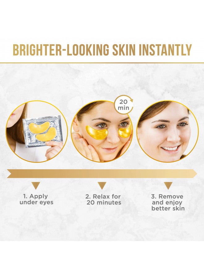 DERMORA 24K Gold Eye Mask 50 Pairs Eye Gels - Puffy Eyes and Dark Circles Treatments Look Less Tired and Reduce Wrinkles and Fine Lines Undereye, Revitalize and Refresh Your Skin.