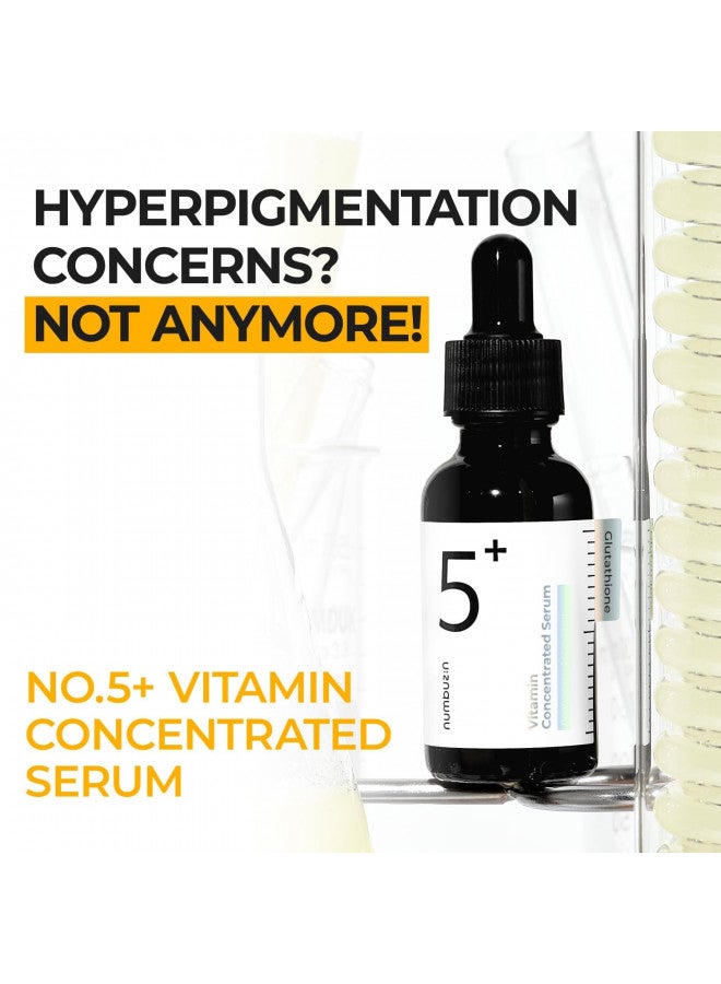 numbuzin No.5+ Vitamin Concentrated Serum | Glutathione & Vitamin Serum, Dark Spot, Korean Skincare 1.01fl.oz/30ml