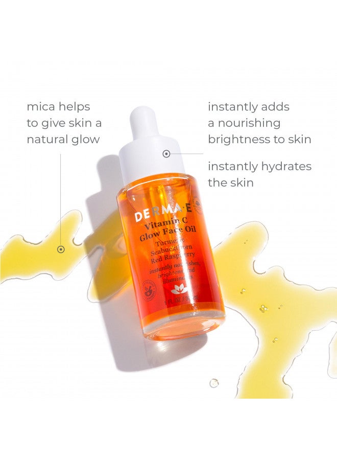 DERMA-E Vitamin C Glow Face Oil Facial Oil Instantly Nourishes, Brightens and Illuminates for a Radiant Glow Extreme Glow Oil for Face with Turmeric, Seabuckthorn and Red Raspberry, 1 Fl Oz